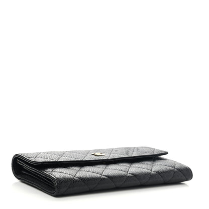 Chanel Caviar Quilted Large Gusset Flap Wallet Black 4 of 9