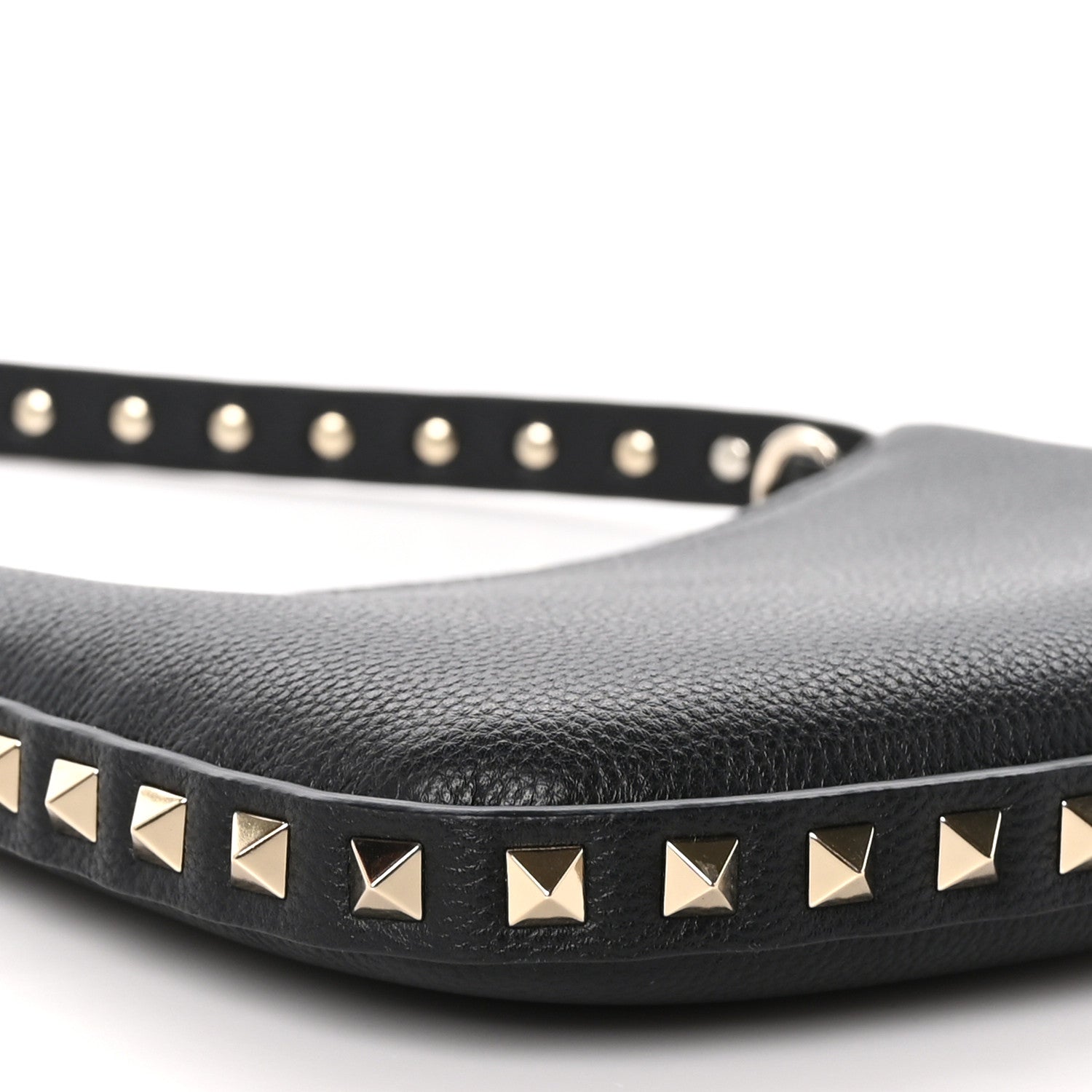 Valentino Garavani Grainy Calfskin Mini Rockstud Hobo Black 8 of 10