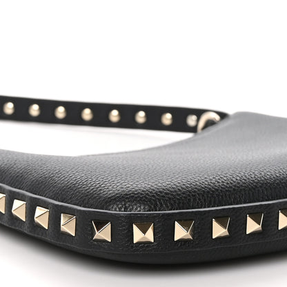 Valentino Garavani Grainy Calfskin Mini Rockstud Hobo Black 8 of 10