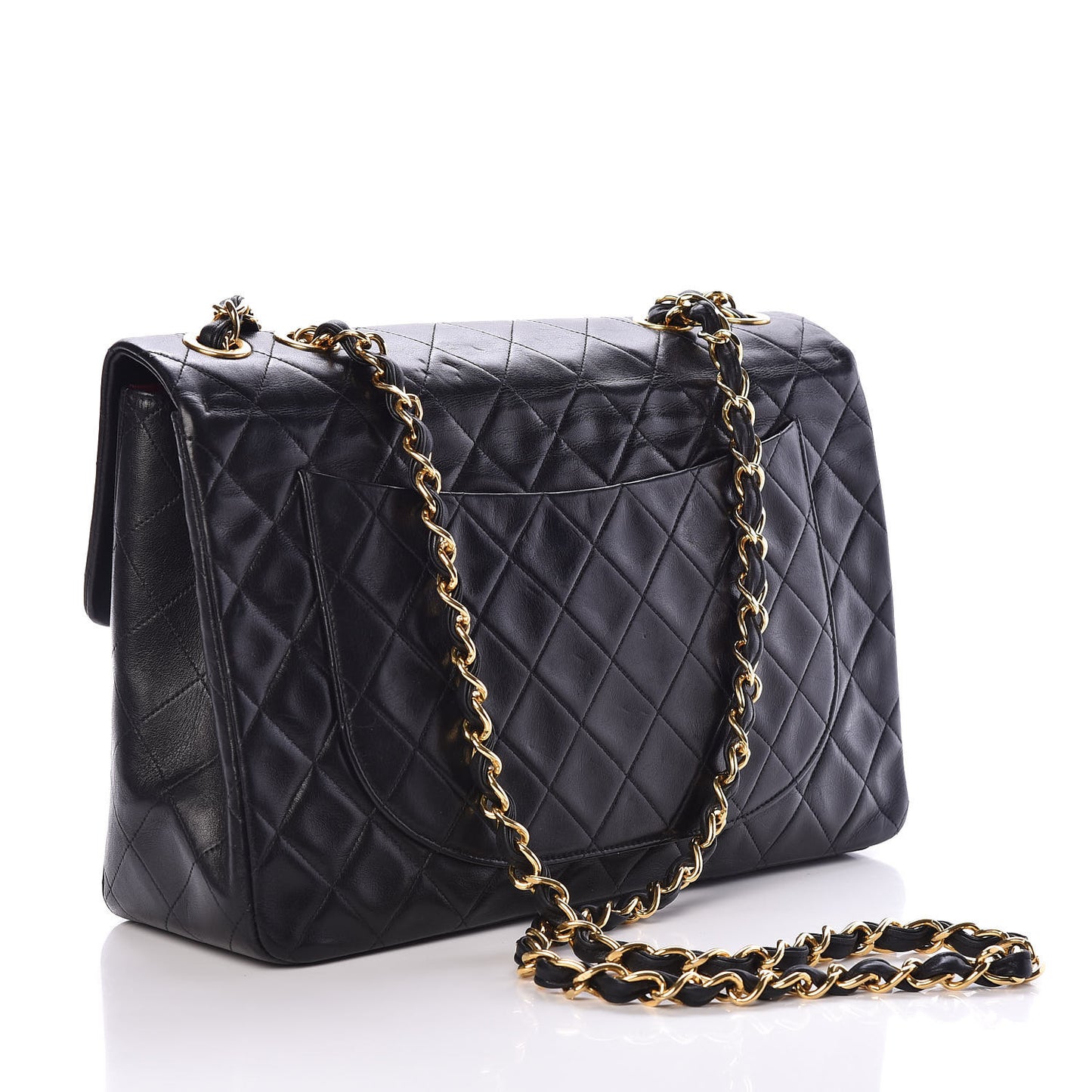 Lambskin Quilted XL Jumbo Single Flap Black