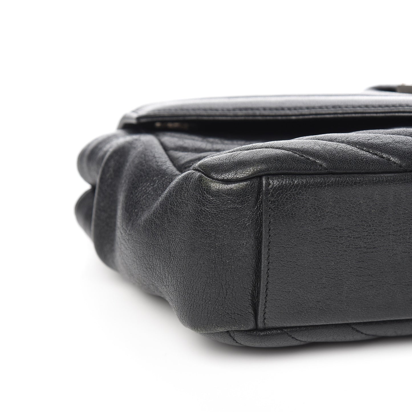 Sheepskin Medium Tri-Quilt College Monogram Satchel Black