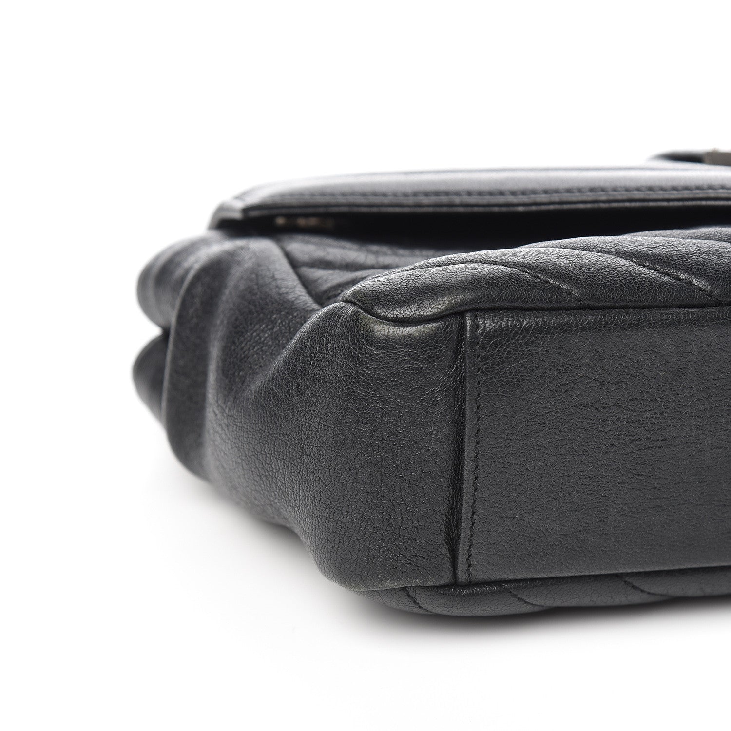 Saint Laurent Sheepskin Medium Tri-Quilt College Monogram Satchel Black 8 of 11