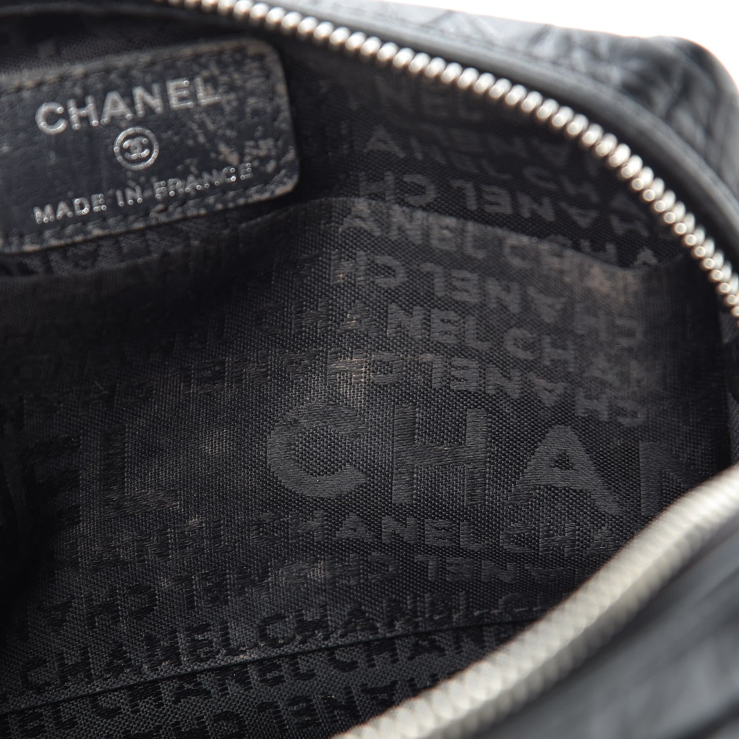 Chanel Distressed Calfskin Cambon Cosmetic Case Black 9 of 17