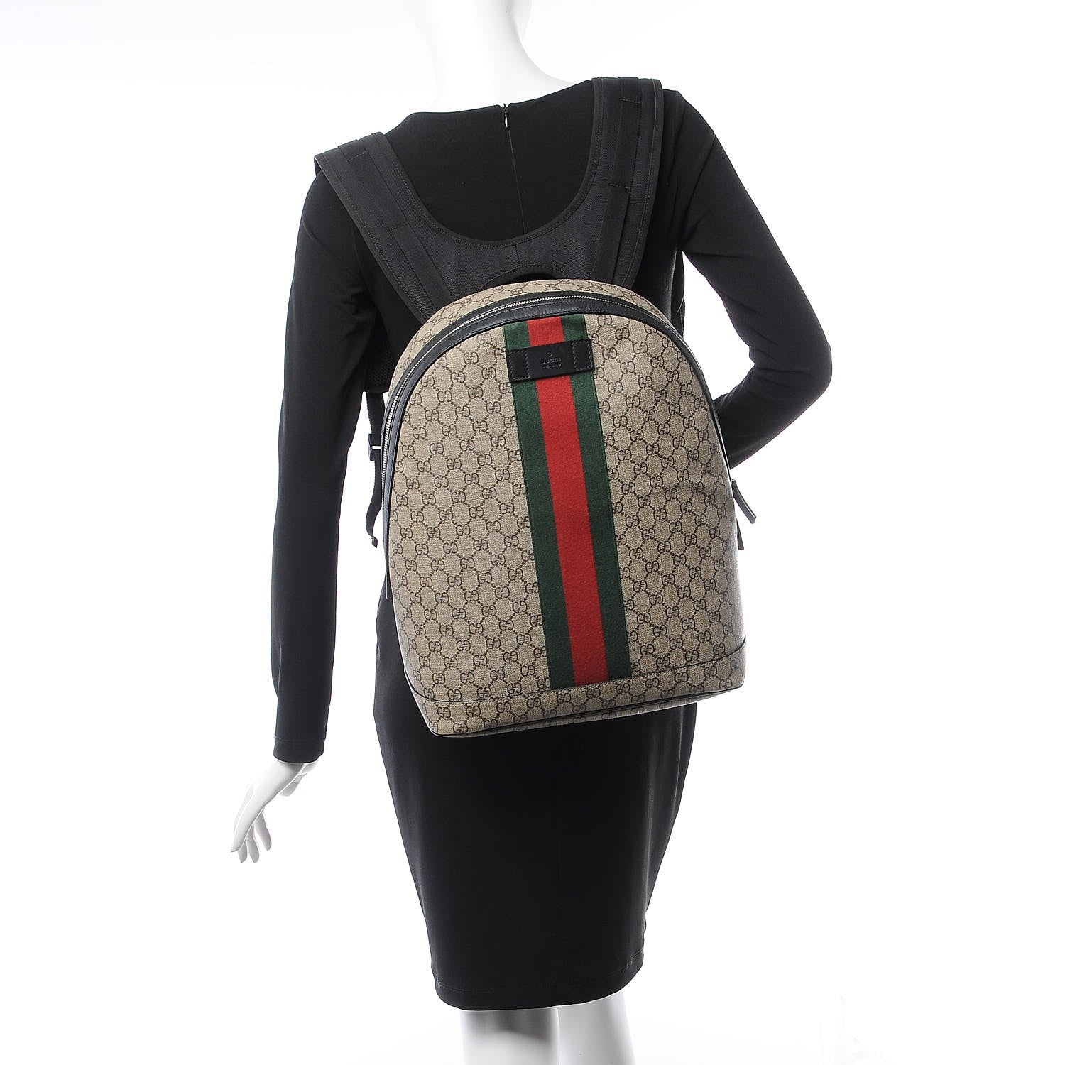 Gucci GG Supreme Monogram Web Dome Backpack Black 2 of 8