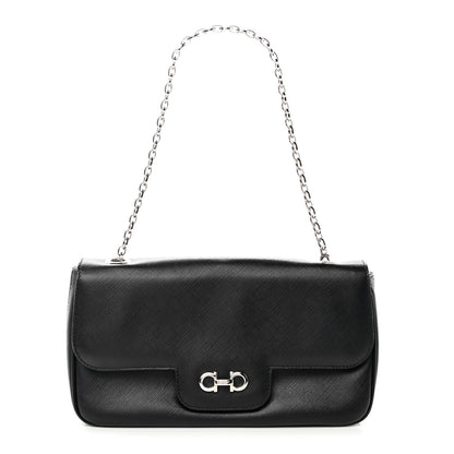 Salvatore Ferragamo Printed Calfskin Rory Chain Shoulder Bag Black 1 of 13