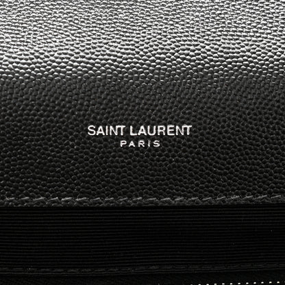 Saint Laurent Grain De Poudre Textured Mixed Matelasse Large Triquilt Monogram Satchel Black 6 of 11