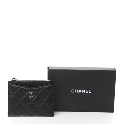 Chanel Lambskin Quilted Zip Card Holder Black 9 of 9