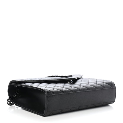 Saint Laurent Grain De Poudre Textured Mixed Matelasse Triquilt Medium Monogram Satchel Black 4 of 10