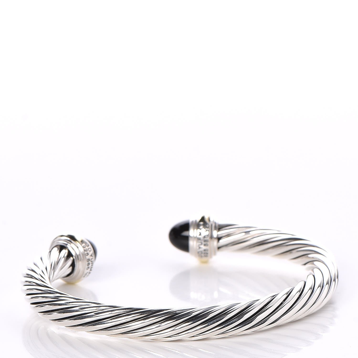 David Yurman Sterling Silver 14K Yellow Gold Black Onyx 7mm Cable Classics Bracelet 3 of 5