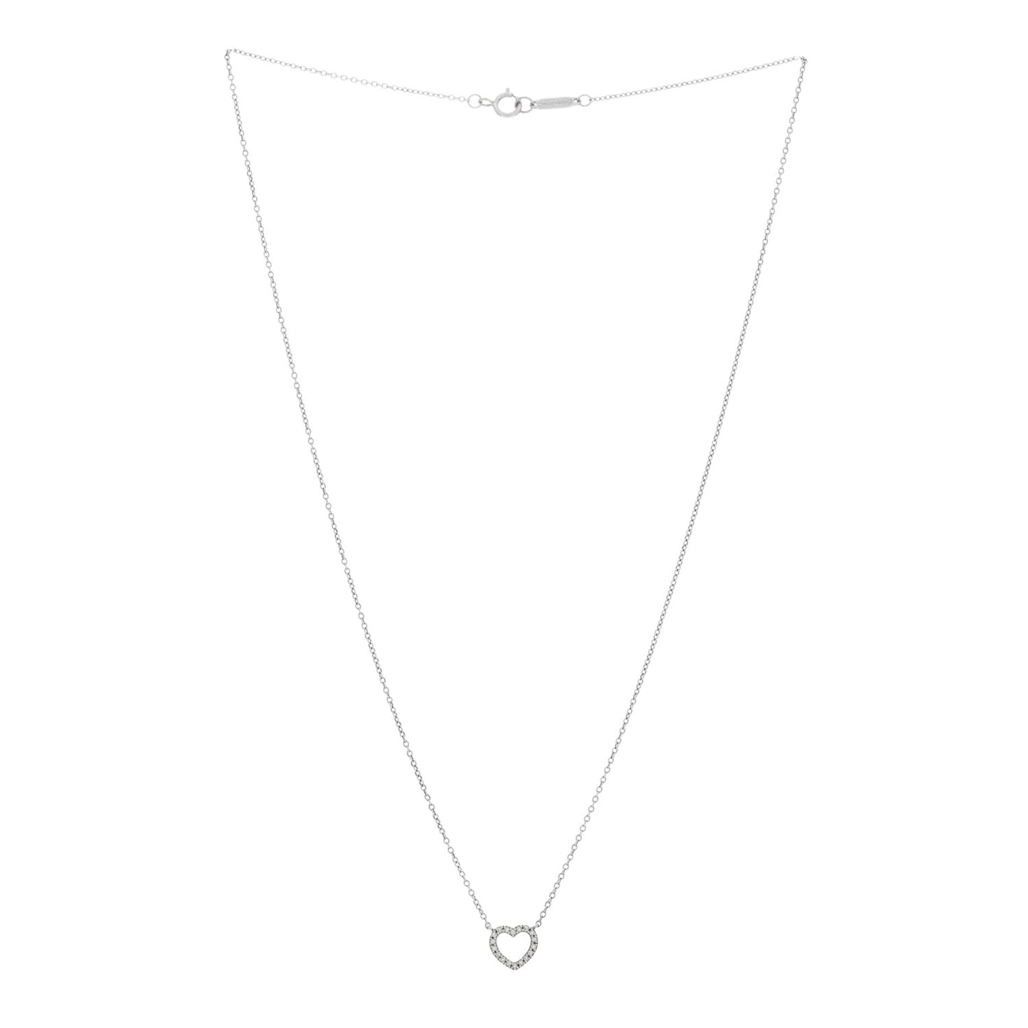 18K White Gold Diamond Metro Heart Pendant Necklace