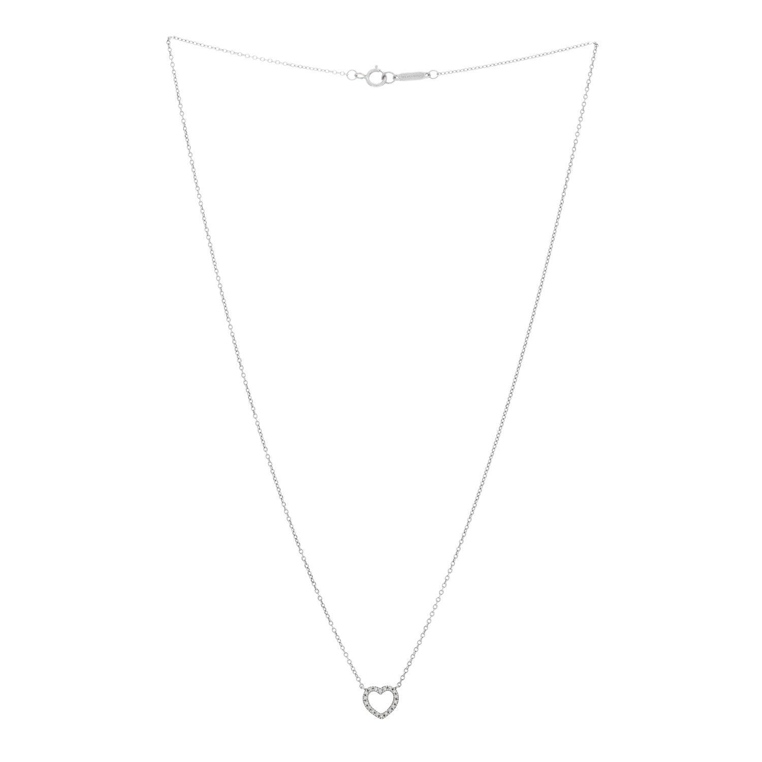 Tiffany 18K White Gold Diamond Metro Heart Pendant Necklace 2 of 4