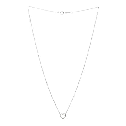 Tiffany 18K White Gold Diamond Metro Heart Pendant Necklace 2 of 4
