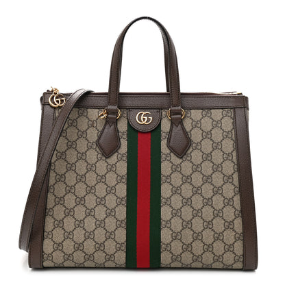 Gucci GG Supreme Monogram Web Medium Ophidia Tote Bag Brown 1 of 8