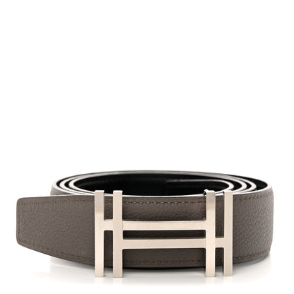 Hermes Box Togo 32mm Au Carre H Belt 90 36 Black Etain 1 of 8