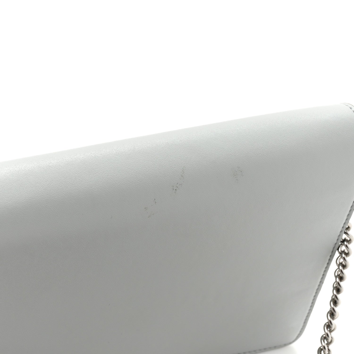 Fendi Vitello Liberty Crystal Embellished F is Fendi Medium Envelope Wallet on Chain Grigio Perla 13 of 14