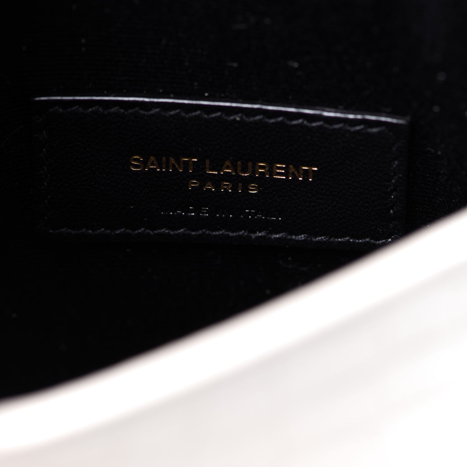 Saint Laurent Calfskin Crocodile Embossed Monogram Uptown Baby Pouch Perle 6 of 7