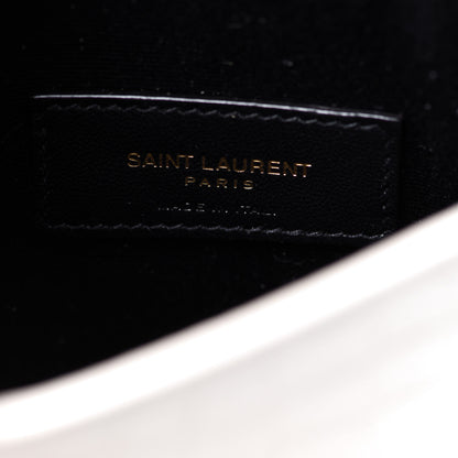Saint Laurent Calfskin Crocodile Embossed Monogram Uptown Baby Pouch Perle 6 of 7