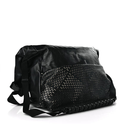 Bottega Veneta Smooth Calfskin Perforated Messenger Crossbody Bag Black 3 of 9