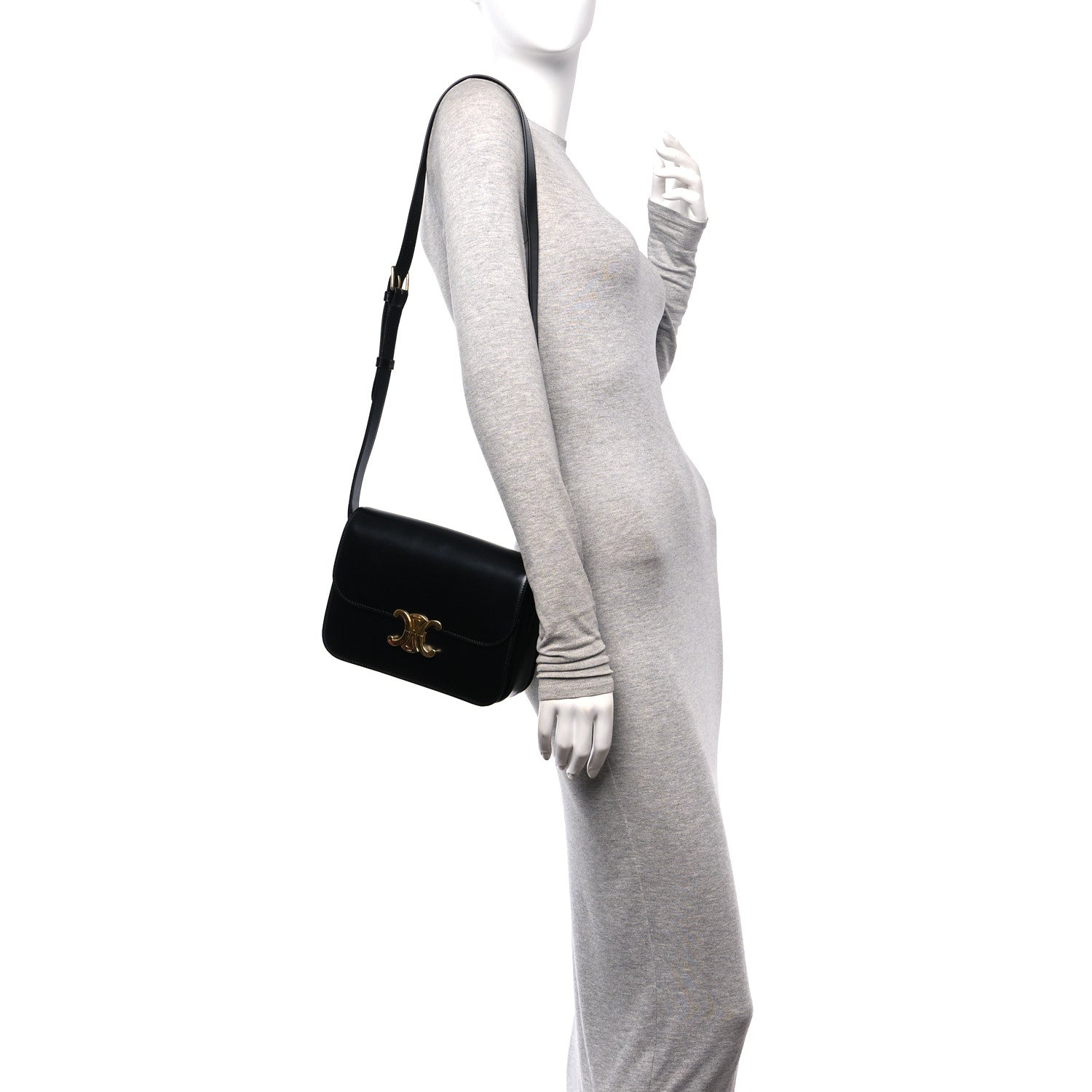 Celine Shiny Calfskin Medium Triomphe Black 2 of 9