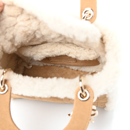 Christian Dior Suede Shearling Cannage Mini Lady Dior Camel 5 of 8
