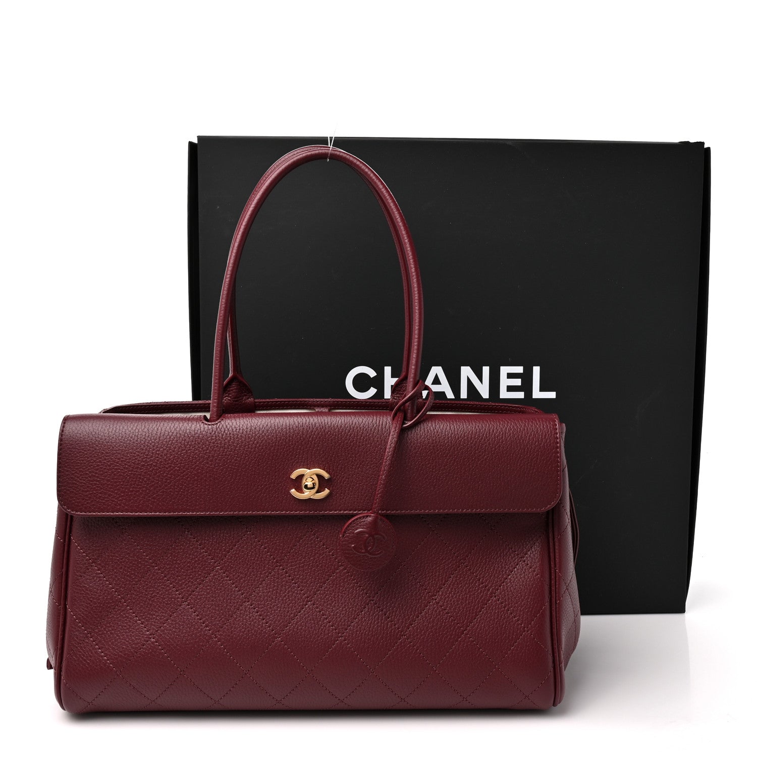 Chanel Grained Calfskin Stitched Urban Essentials Shopping Bag Dark Burgundy 11 of 11