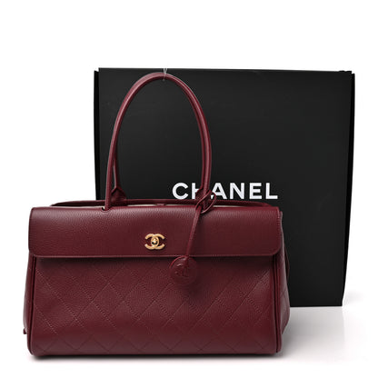 Chanel Grained Calfskin Stitched Urban Essentials Shopping Bag Dark Burgundy 11 of 11