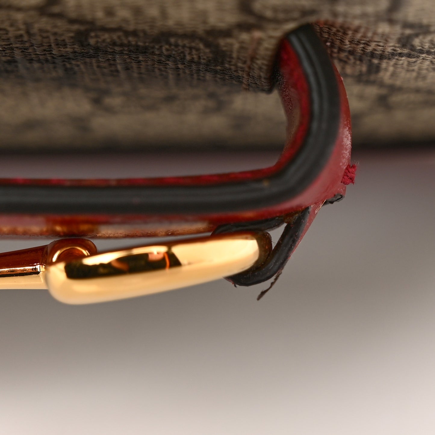 GG Supreme Monogram Azalea Calfskin Horsebit 1955 Shoulder Bag Beige Ebony New Cherry Red