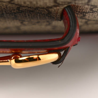 Gucci GG Supreme Monogram Azalea Calfskin Horsebit 1955 Shoulder Bag Beige Ebony New Cherry Red 12 of 12