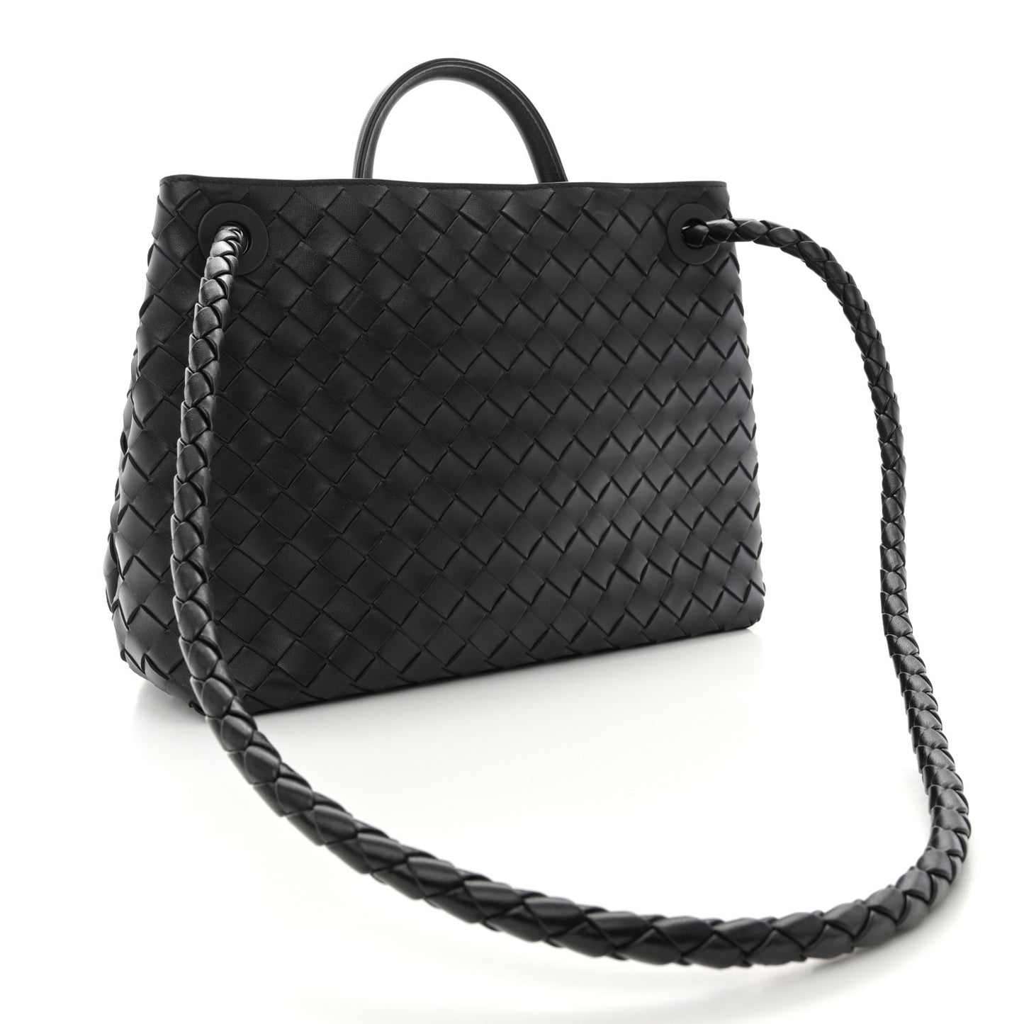 Nappa Intrecciato Medium Andiamo Shoulder Bag Black