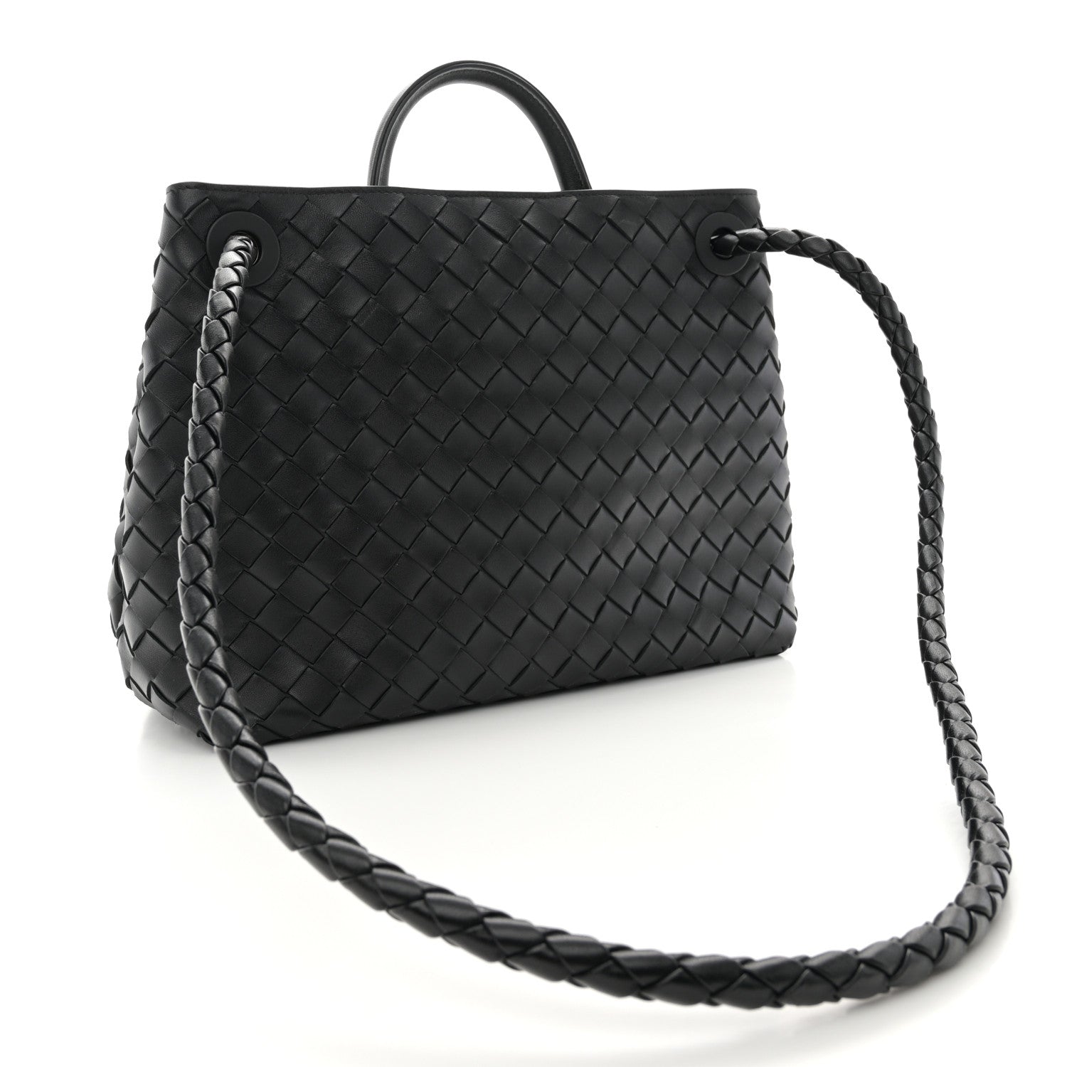 Bottega Veneta Nappa Intrecciato Medium Andiamo Shoulder Bag Black 3 of 9