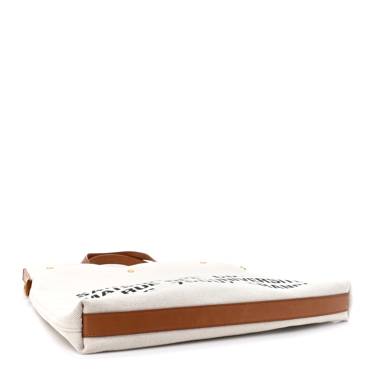 Canvas Smooth Calfskin Universite North South Foldable Tote Naturel Brick