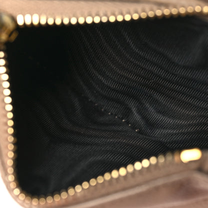 Saint Laurent Grain De Poudre Matelasse Chevron Monogram Zipped Card Case Dark Beige 6 of 9