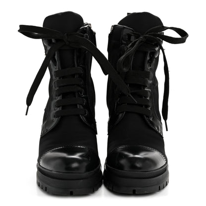 Prada Spazzolato Re-Nylon Metal Triangle Logo Lace Up 55mm Ankle Boots 36 Black 5 of 18