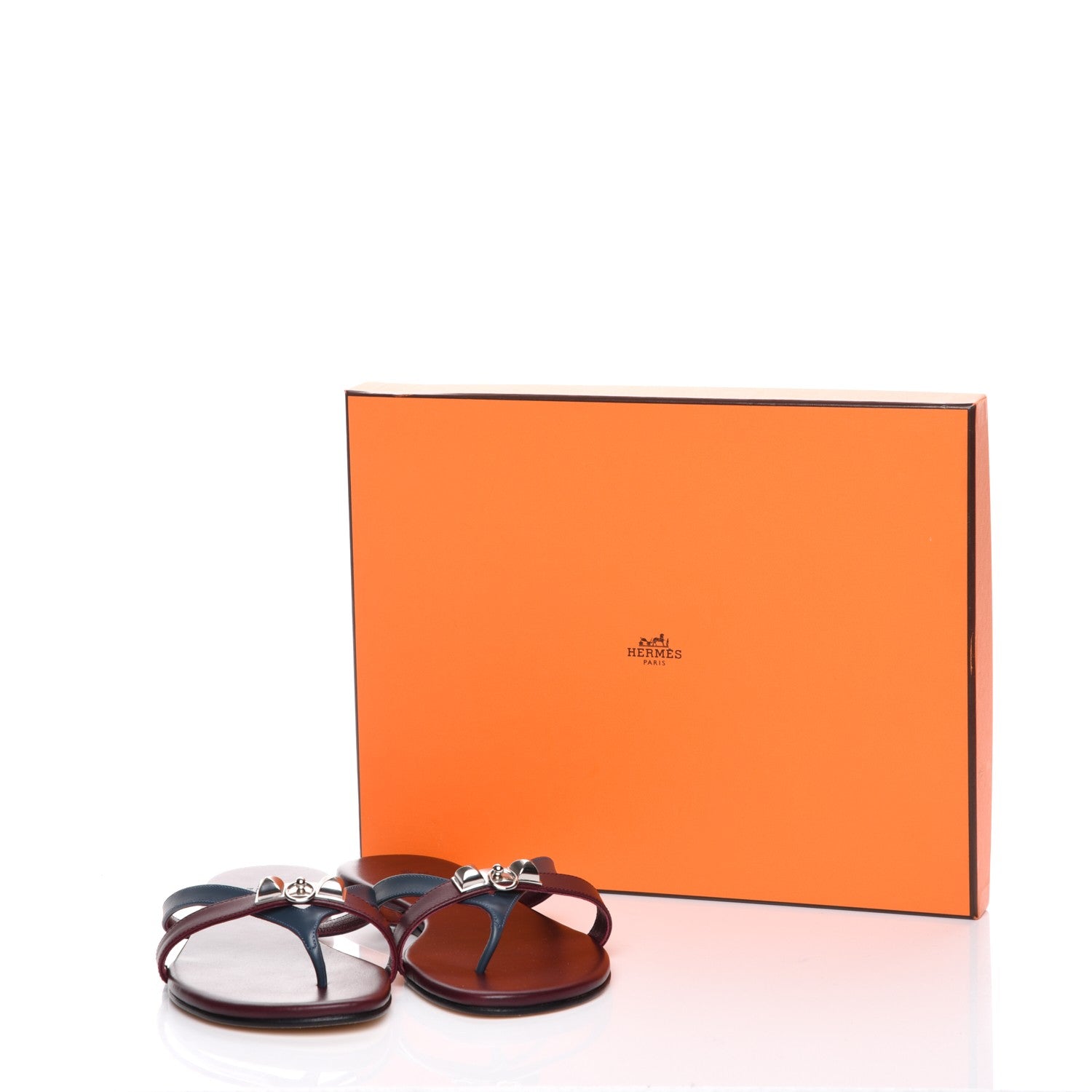 Hermes Nappa Calfskin Corfou Sandals 38 Bleu Ardoise Bordeaux 10 of 10