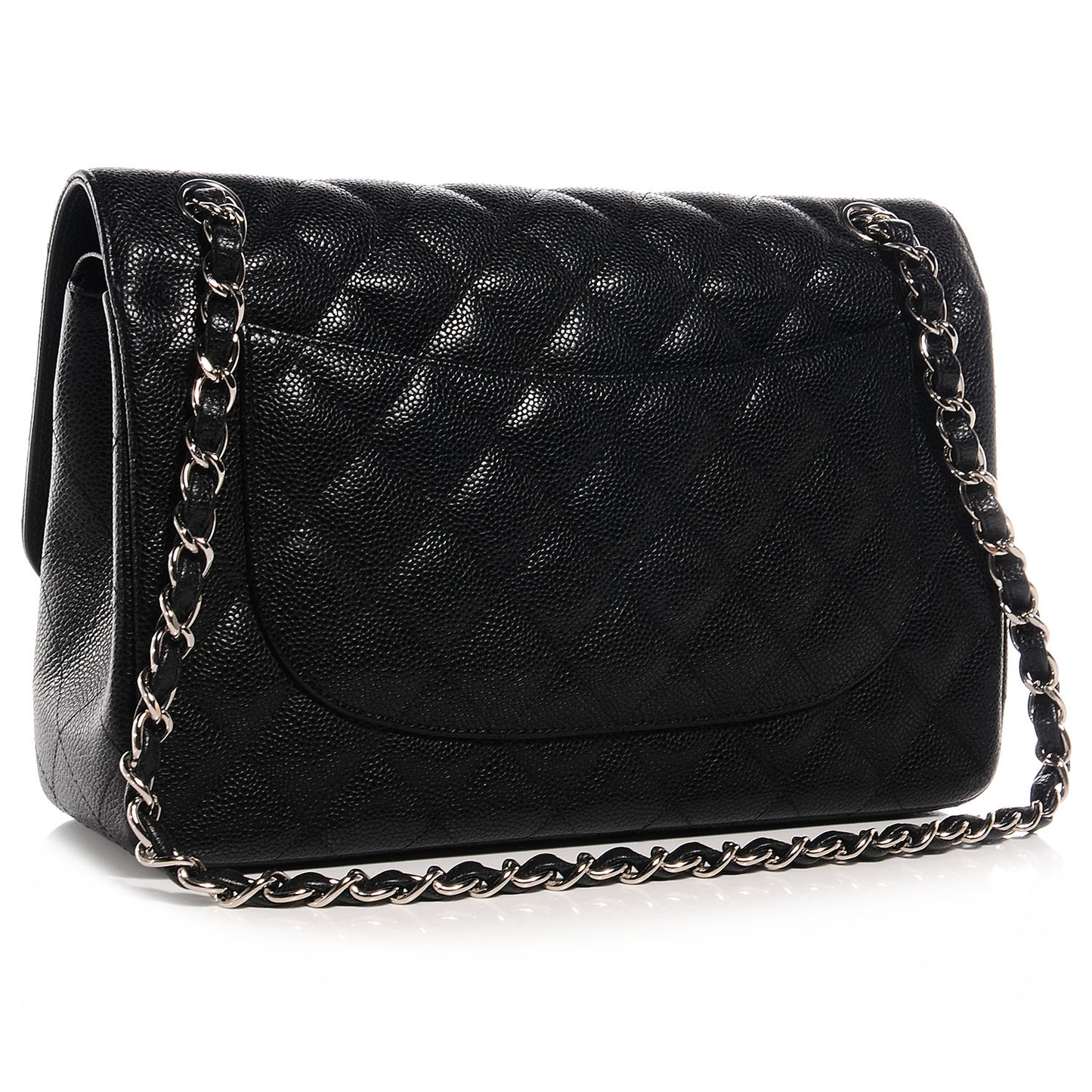 Caviar Quilted Jumbo Double Flap Black