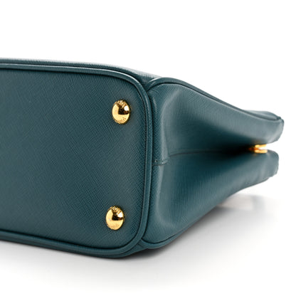 Prada Saffiano Lux Mini Galleria Double Zip Tote Ottanio 9 of 10