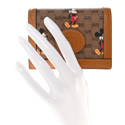 Gucci X DISNEY Mini Vintage GG Supreme Monogram Mickey Mouse Card Holder Wallet Beige Vintage Sun Oil 2 of 11