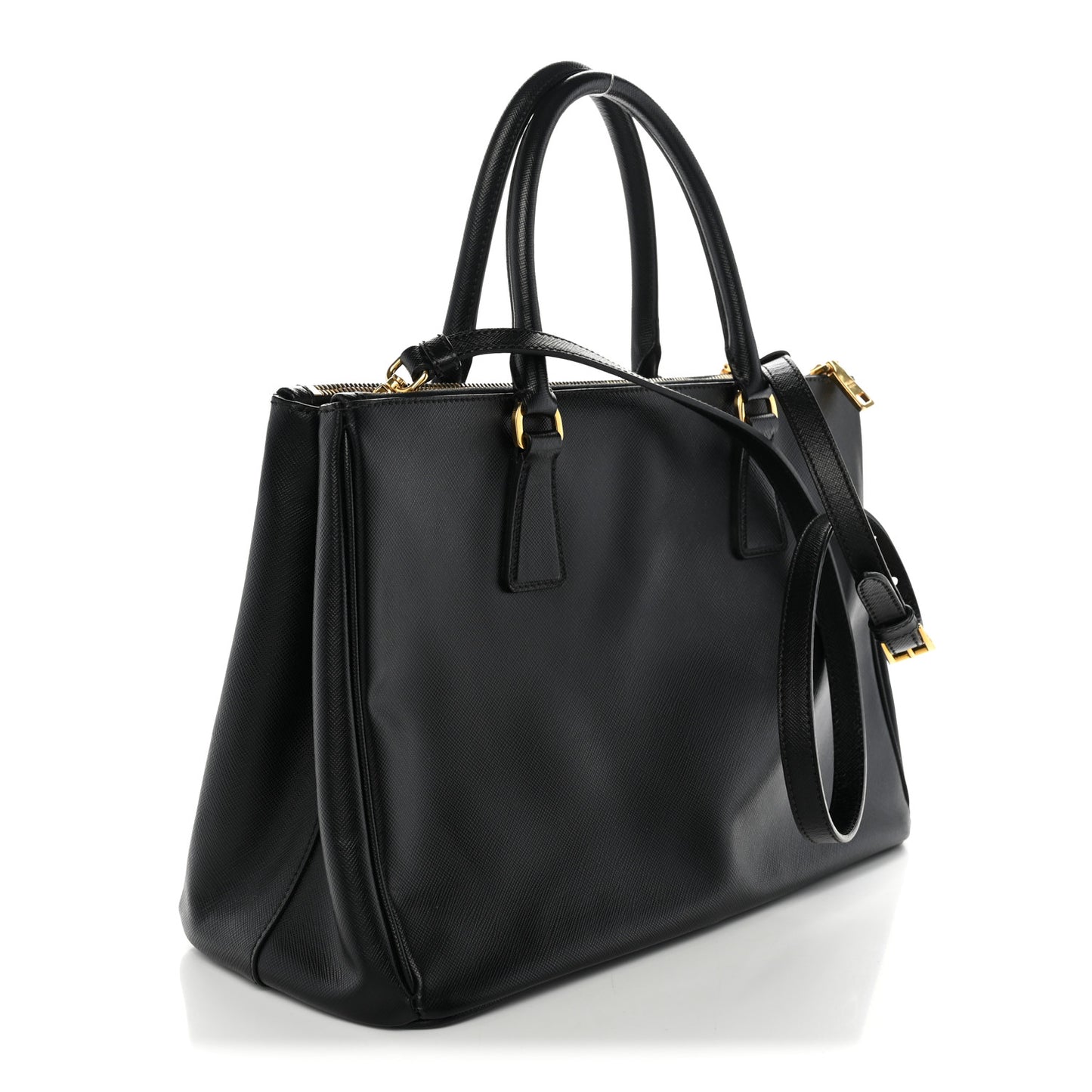 Saffiano Medium Galleria Double Zip Tote Black