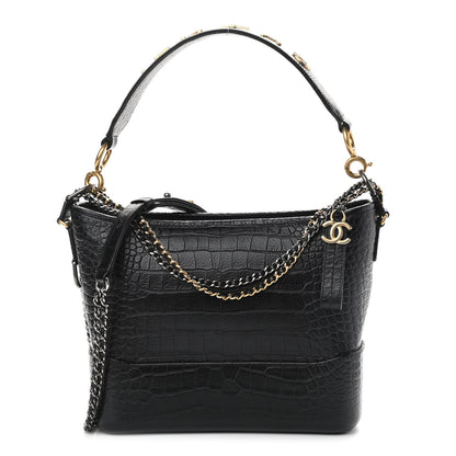 Chanel Crocodile Embossed Calfskin Medium Gabrielle Cocodile Hobo Black 1 of 14