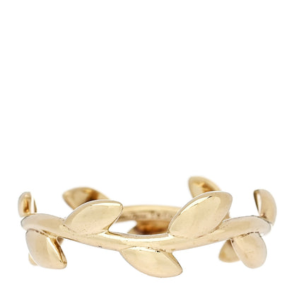 Tiffany 18K Yellow Gold Narrow Paloma Picasso Olive Leaf Band Ring 49 4.75 1 of 4
