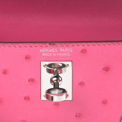 Hermes Ostrich Kelly Sellier Mini 20 Rose Tyrien 24 of 33