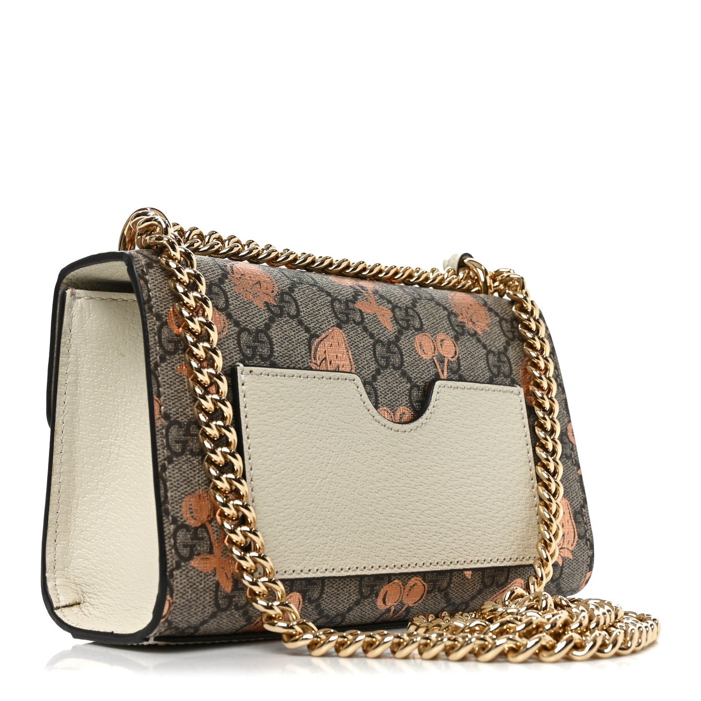 GG Supreme Monogram Berry Textured Dollar Calfskin Small Padlock Shoulder Bag Beige Ebony Light Copper Mystic White