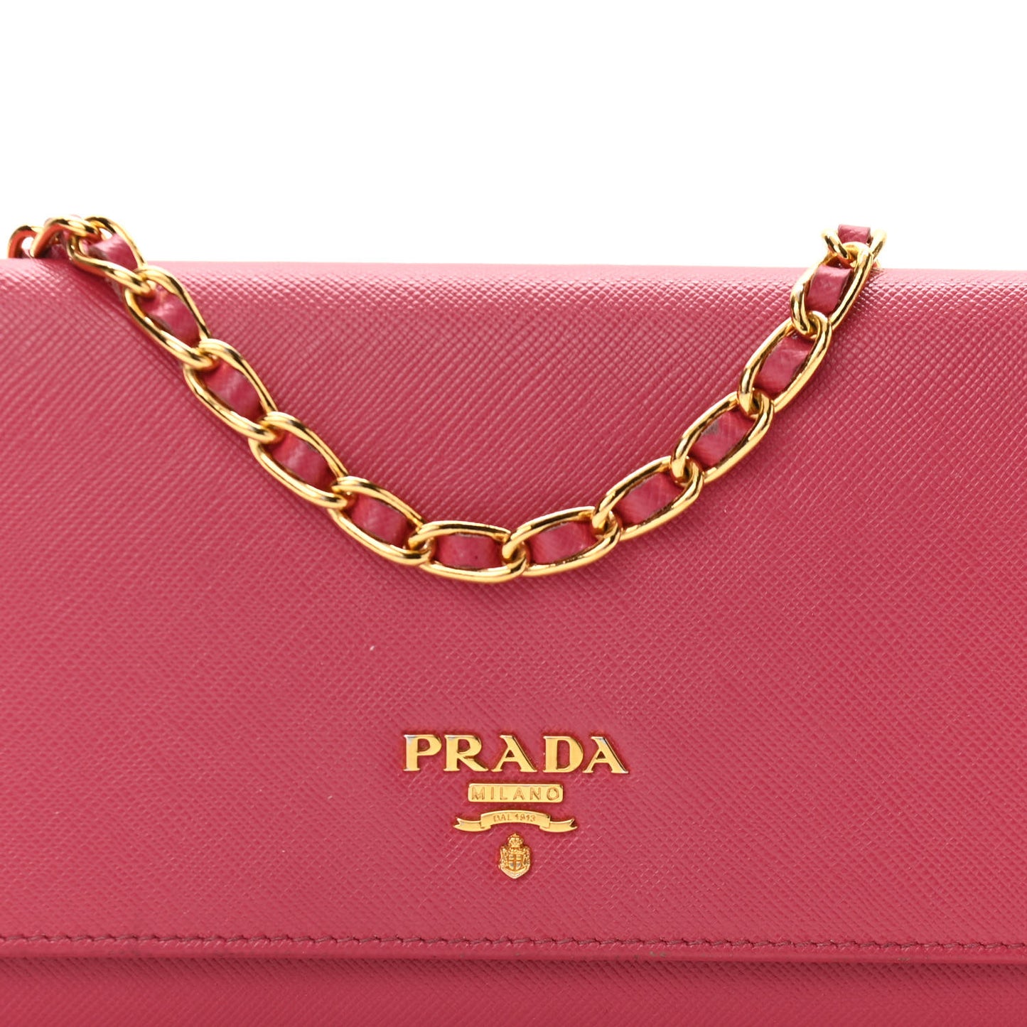 Saffiano Metal Oro Chain Wallet Peonia