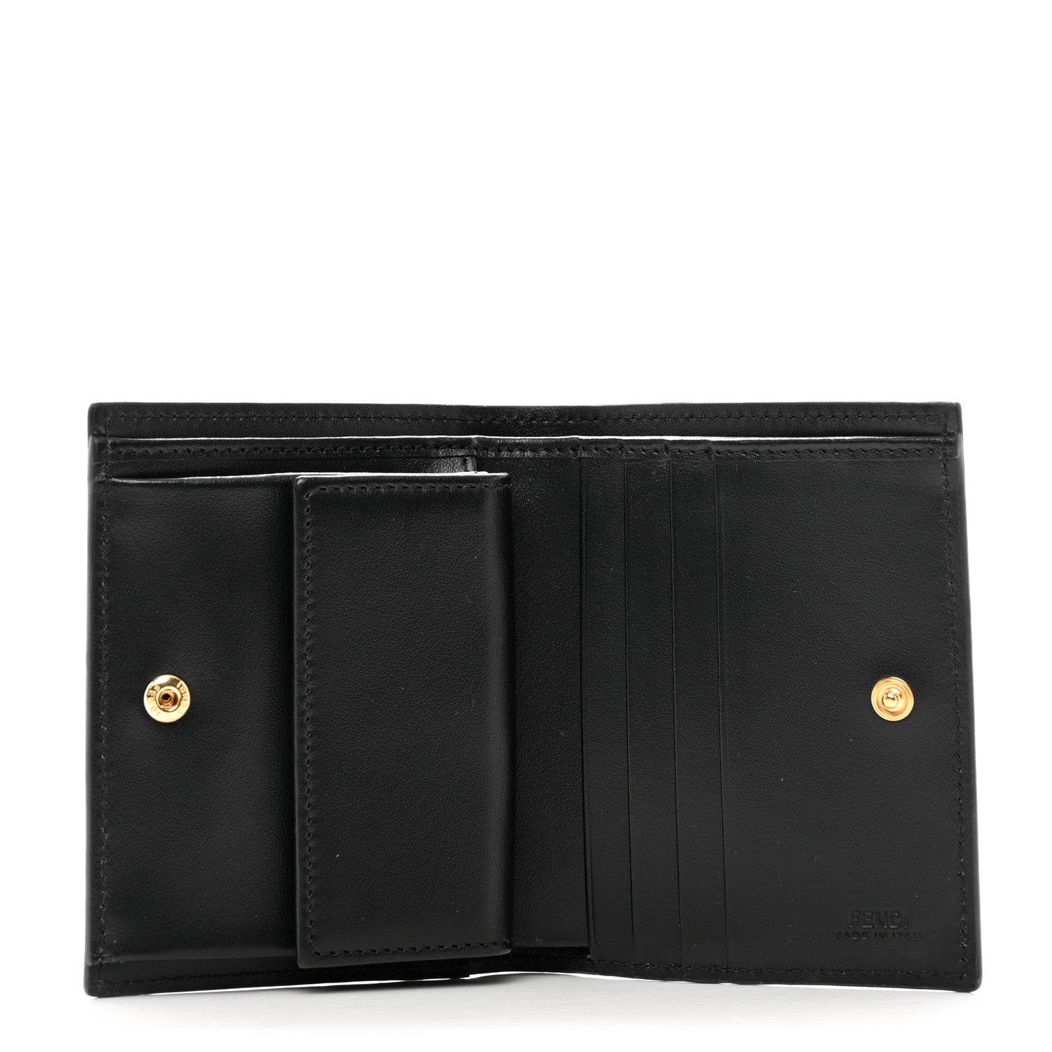 Fendi Vitello Cruise F is Fendi Compact Bi-Fold Wallet Black 5 of 7