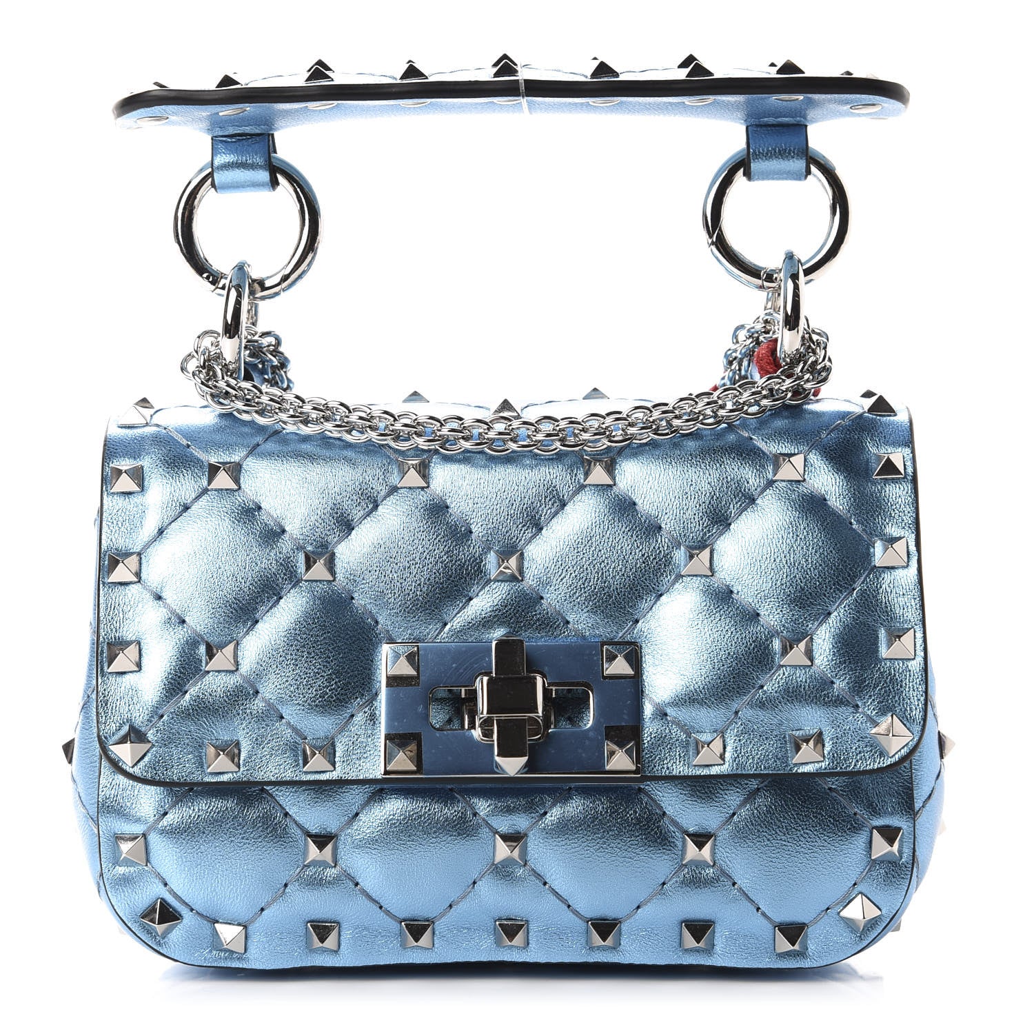 Valentino Garavani Metallic Nappa Micro Rockstud Spike Shoulder Bag Cerulean 1 of 9