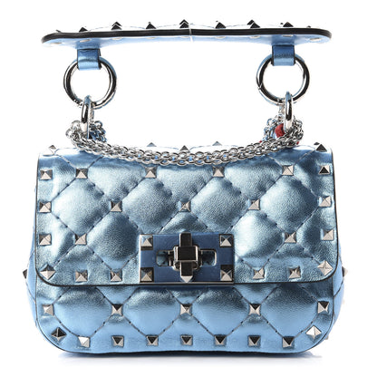 Valentino Garavani Metallic Nappa Micro Rockstud Spike Shoulder Bag Cerulean 1 of 9