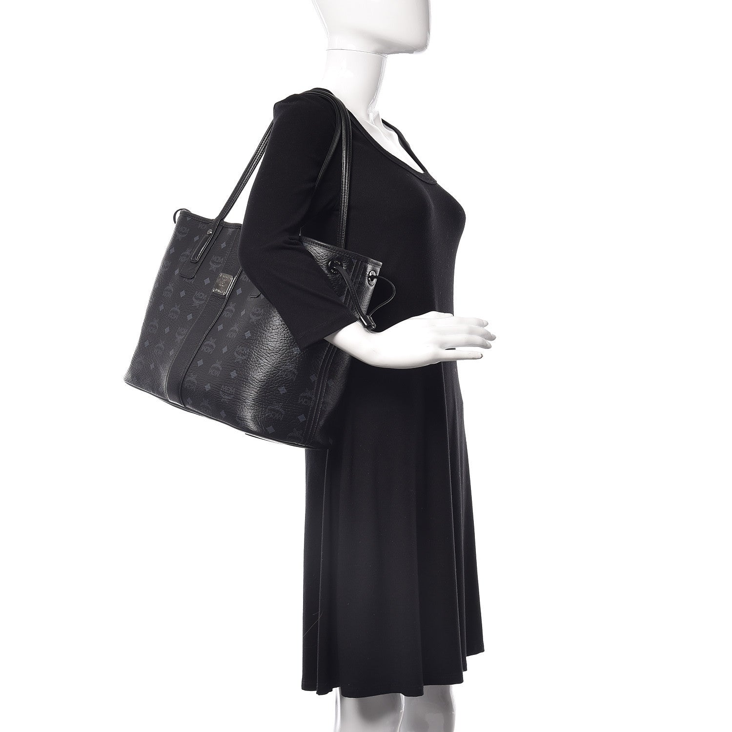 MCM Visetos Medium Liz Reversible Shopper Tote Black 2 of 22