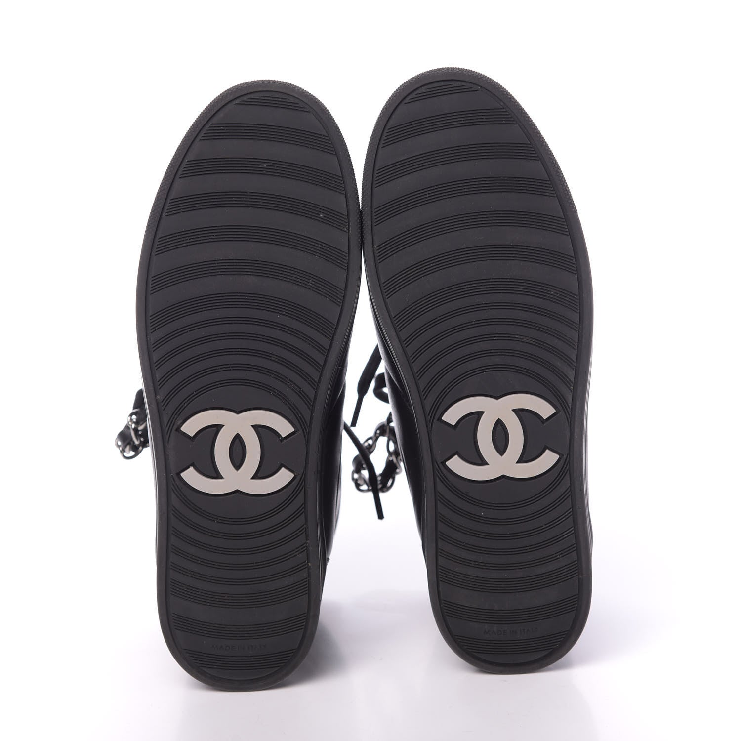 Chanel Lambskin Zipped Chain CC Sneakers 37 Black 6 of 9