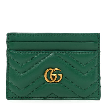 Gucci Calfskin Matelasse GG Marmont Card Holder Emerald Green 1 of 7