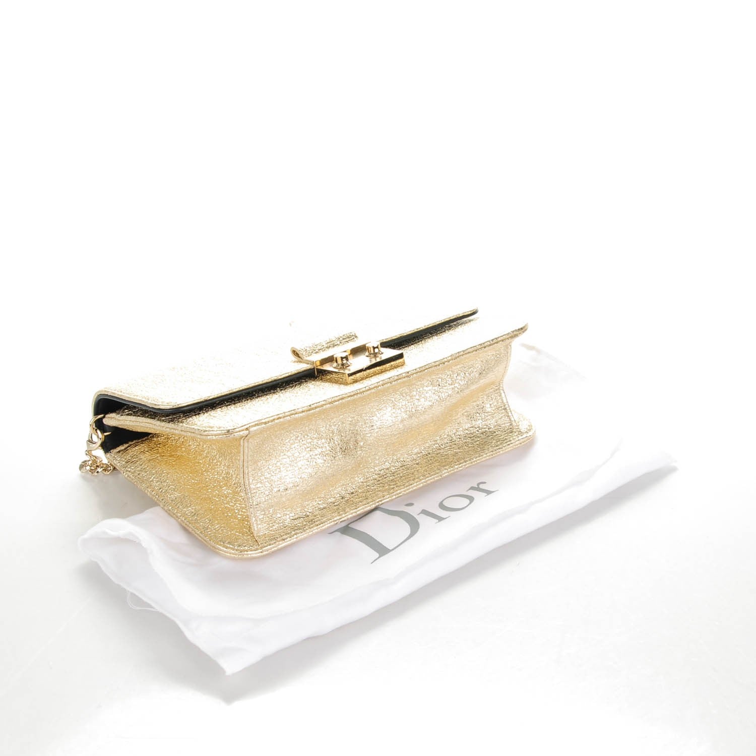 Christian Dior Washed Metallic Lambskin Miss Dior Promenade Pouch Stardust Gold 4 of 8
